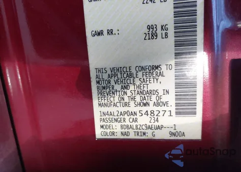 2010 Nissan Altima S из США, поврежденный, VIN 1N4AL2AP0AN548271